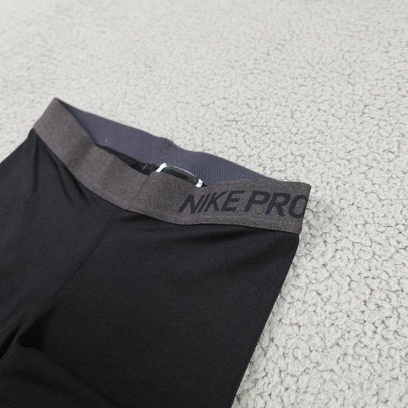 NIKE Pro Dri Fit Compression Leggings Womens Small Black Spell Out Run Training - Picture 11 of 16